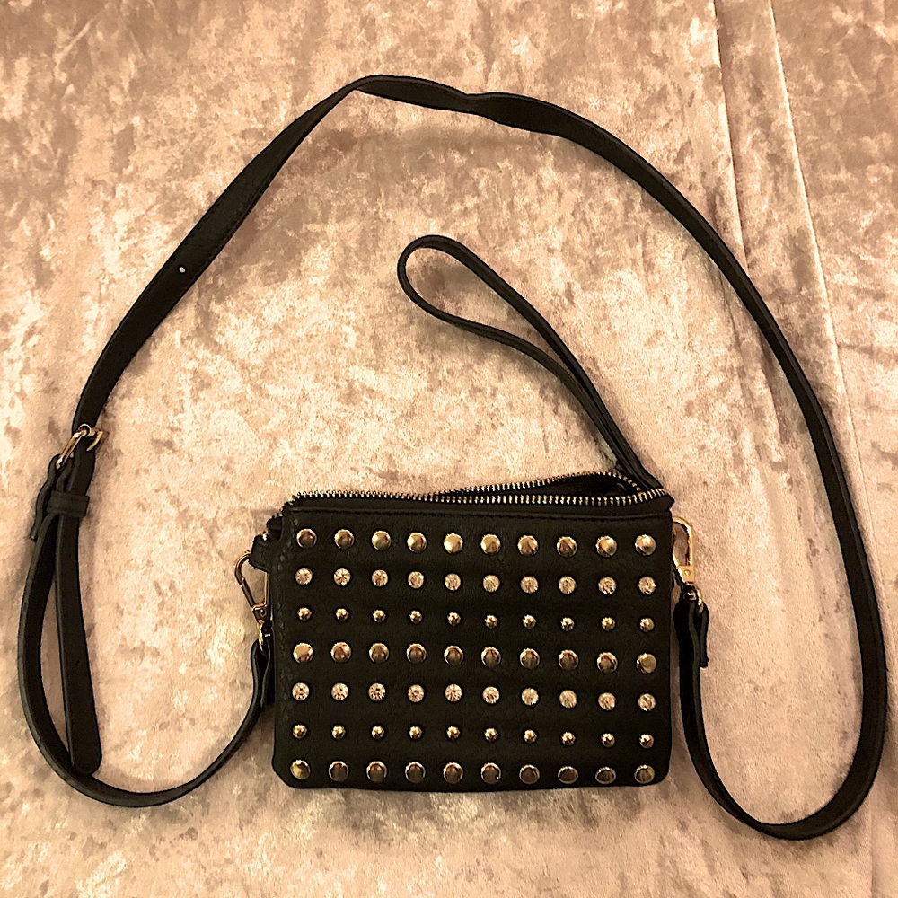 Vintage Leather and Gold Studded Clutch